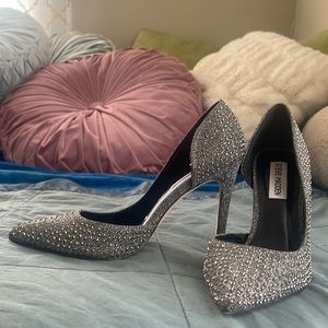 Steve Madden Silver Sparkle Stud Heels
